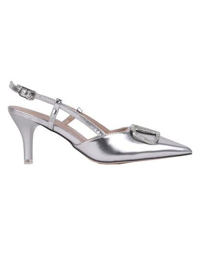 Women, Women Footwear, Silver Pumps