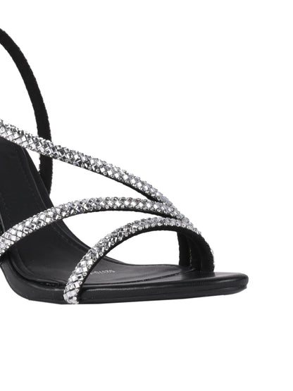 Women Black Embellished Sandals