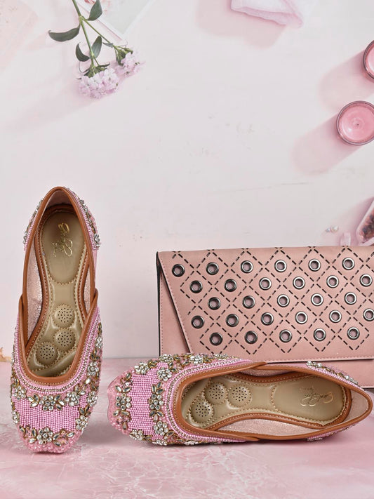 Women, Women Footwear, Pink Mojaris