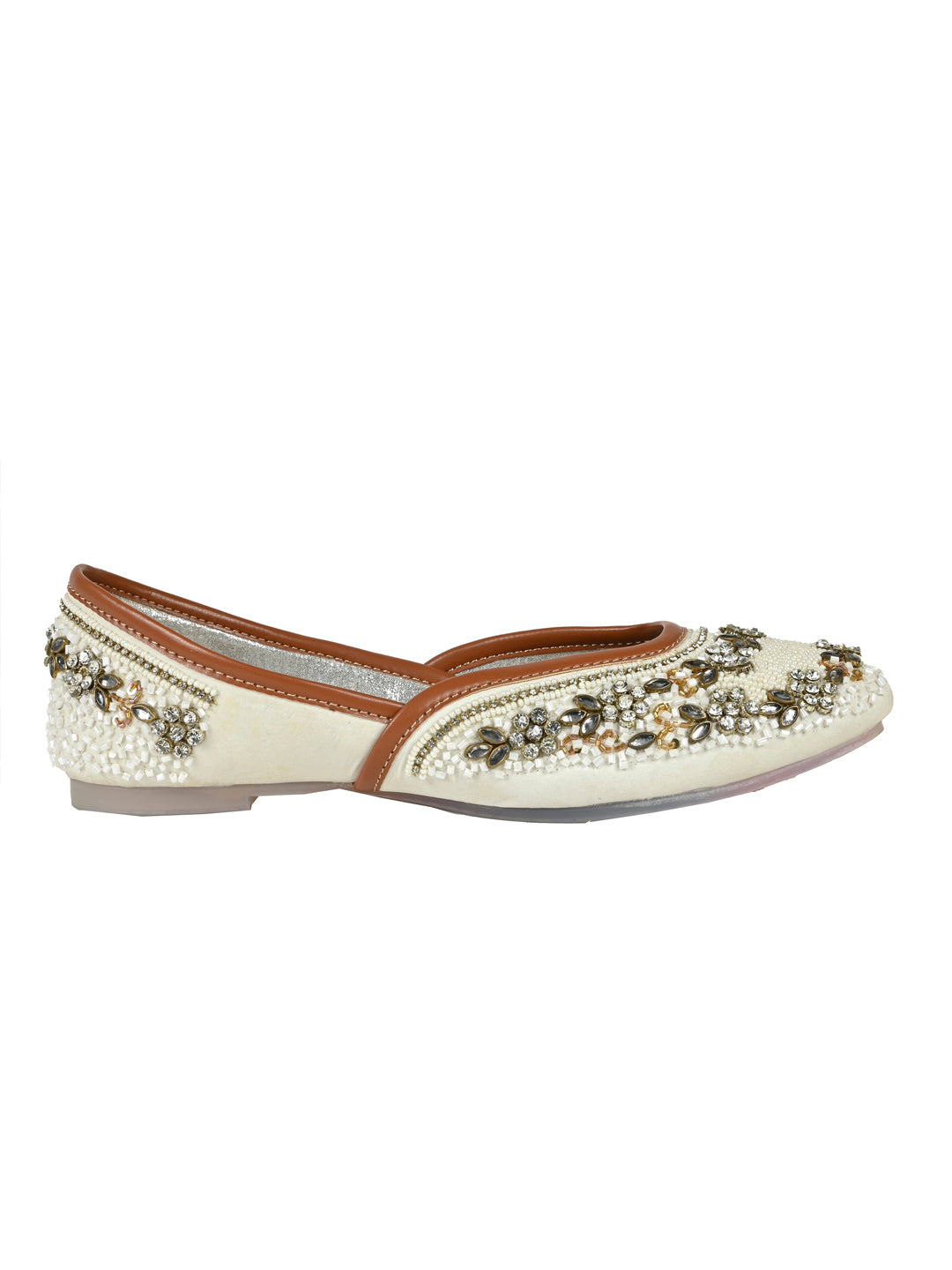 Women, Women Footwear, White Mojaris