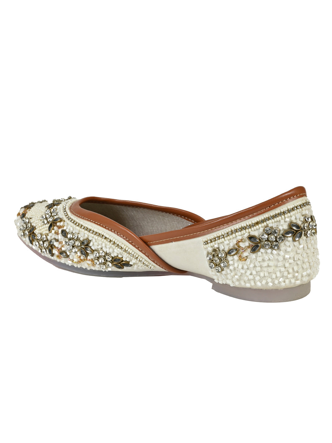 Women, Women Footwear, White Mojaris