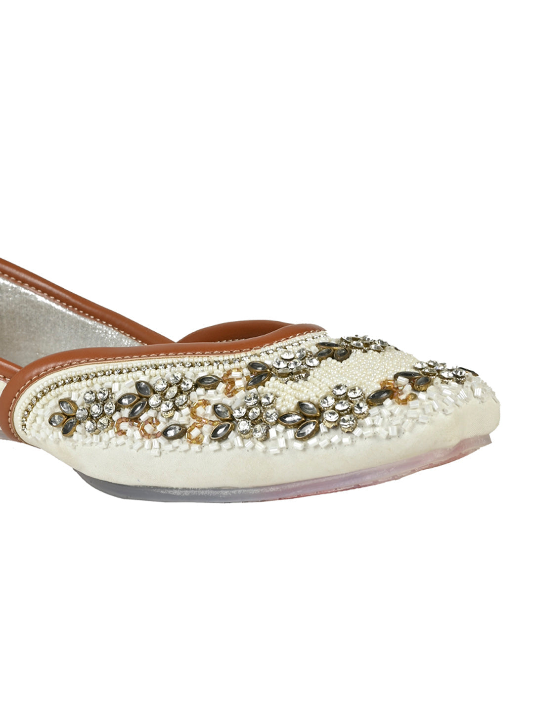 Women, Women Footwear, White Mojaris