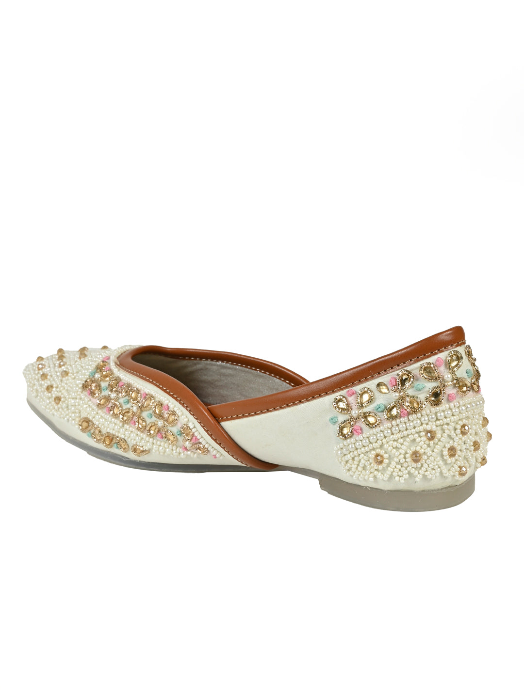 Women, Women Footwear, White Mojaris