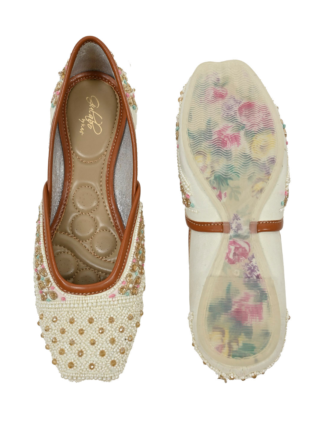 Women, Women Footwear, White Mojaris