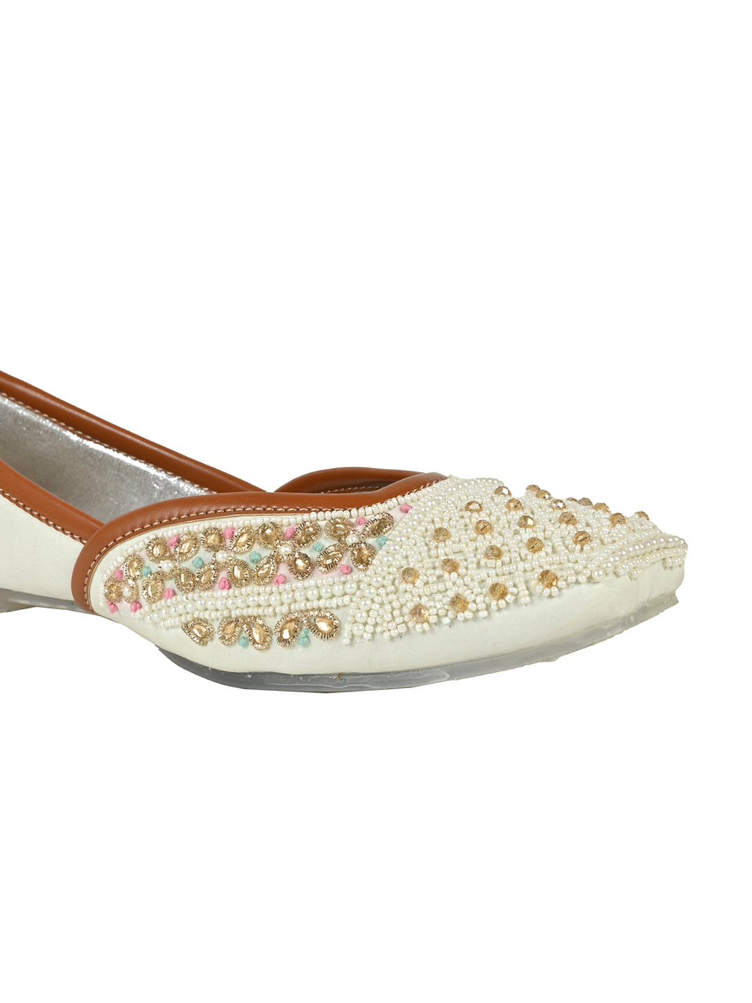 Women, Women Footwear, White Mojaris