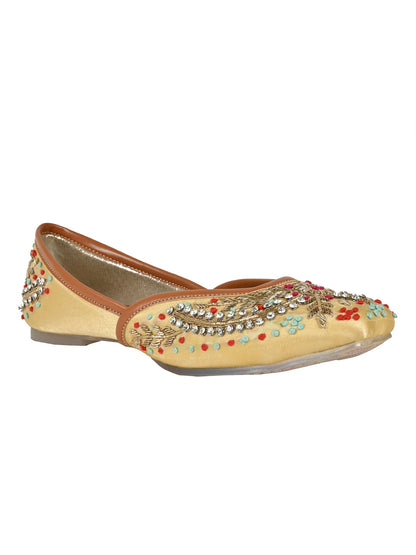 Women, Women Footwear, Golden Mojaris