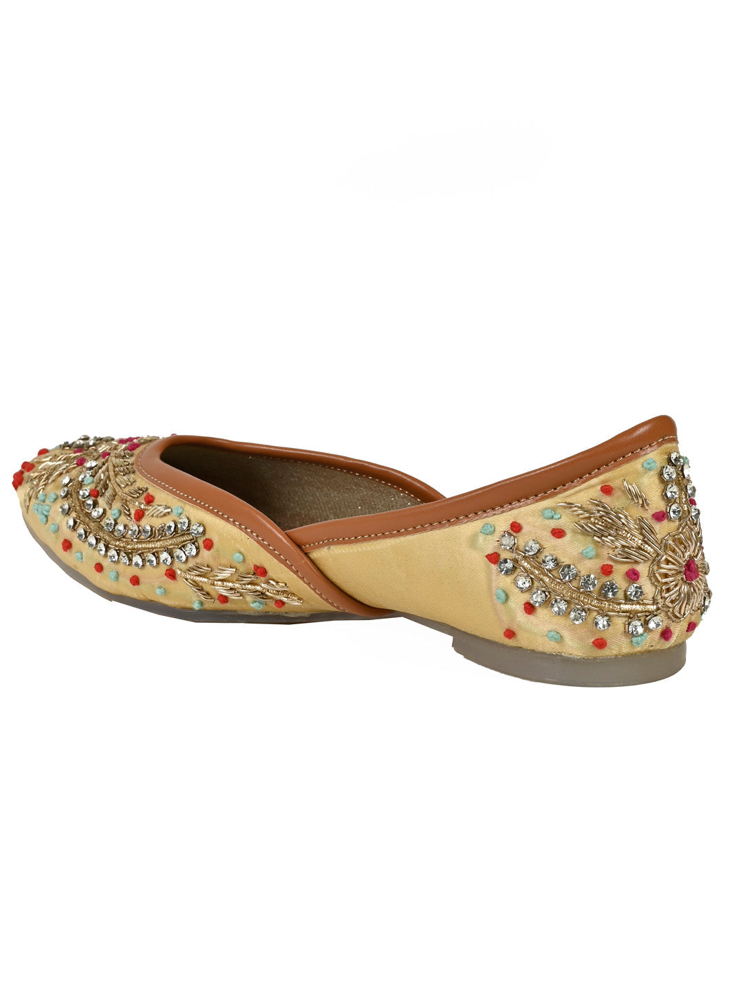 Women, Women Footwear, Golden Mojaris