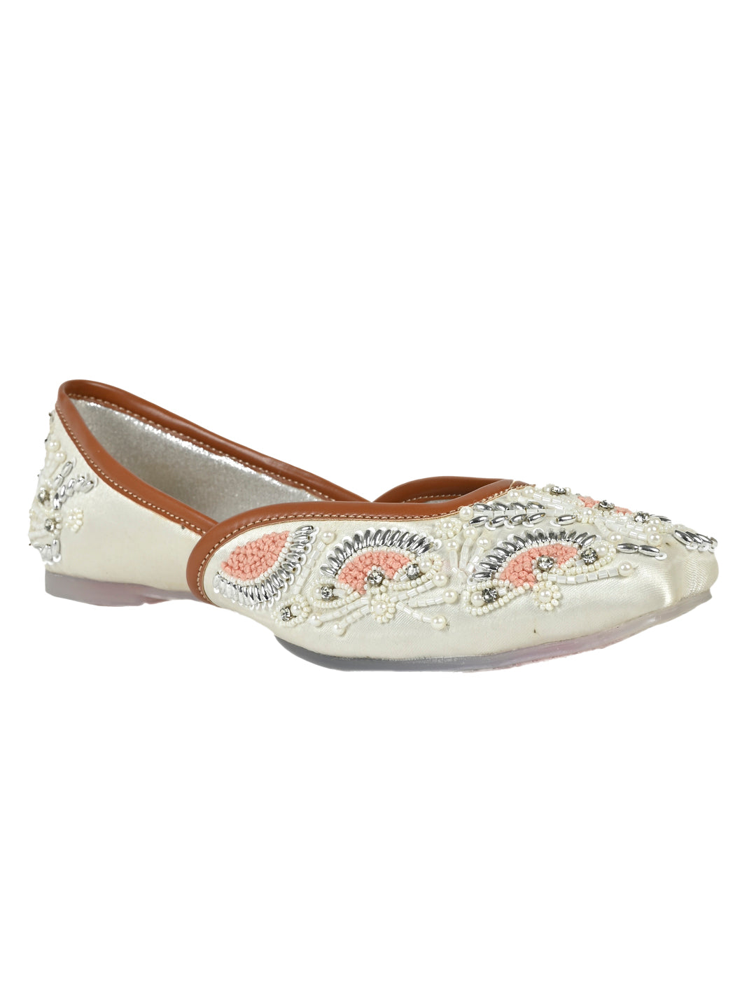 Women, Women Footwear, White Mojaris