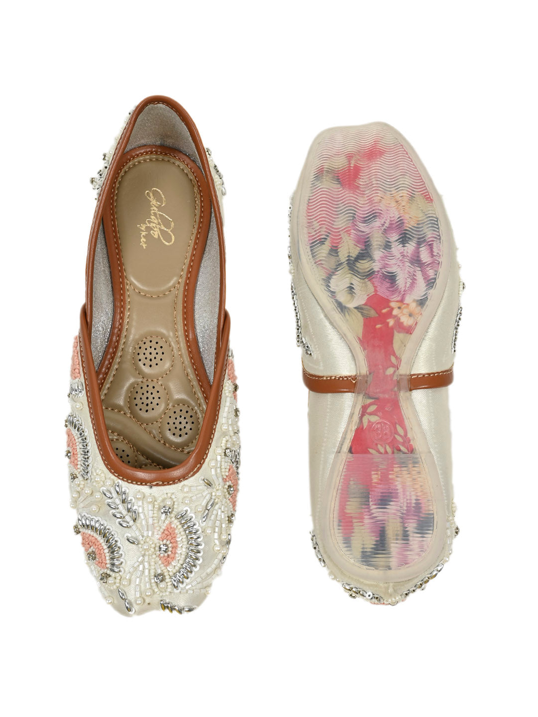 Women, Women Footwear, White Mojaris