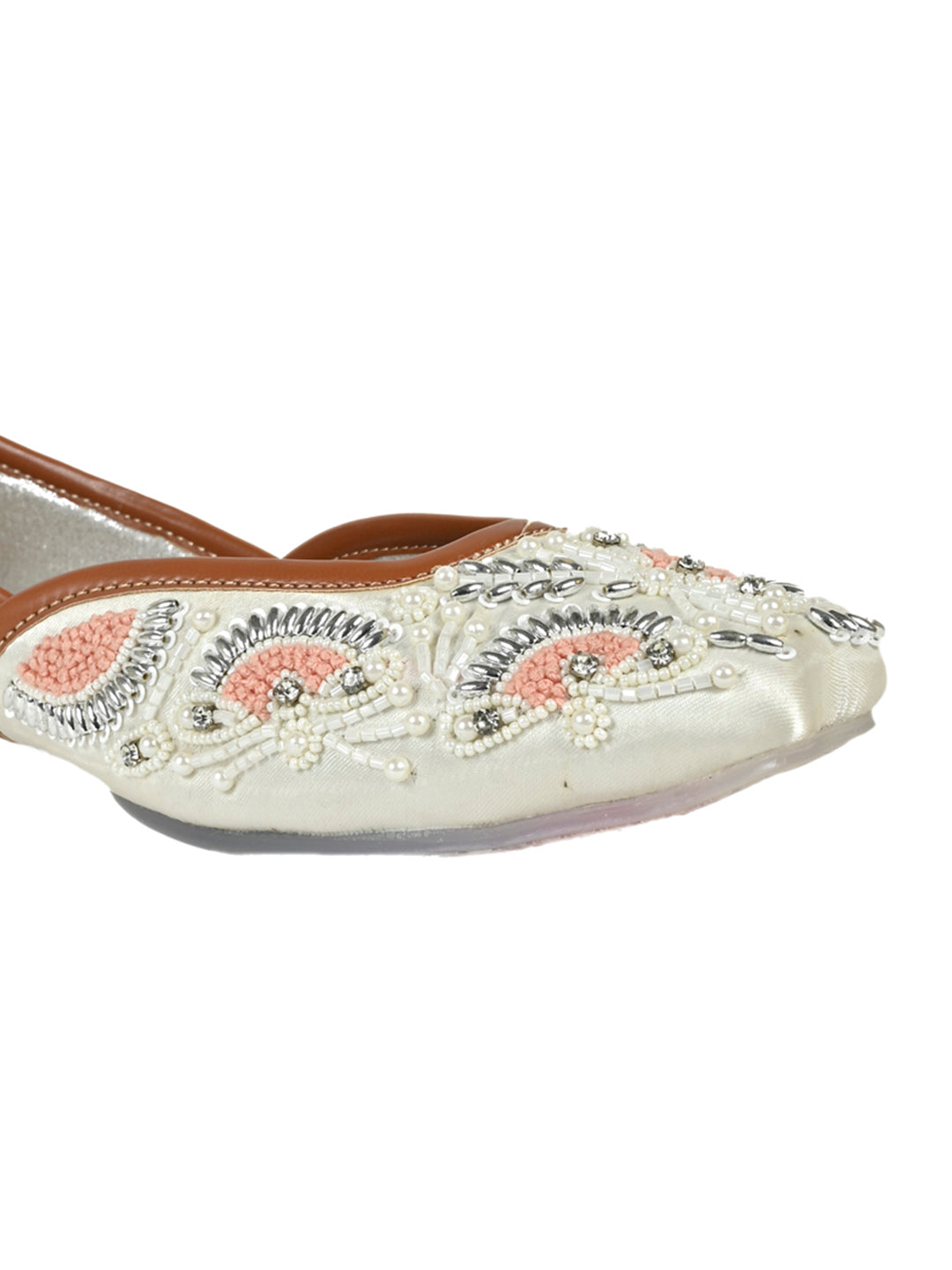 Women, Women Footwear, White Mojaris