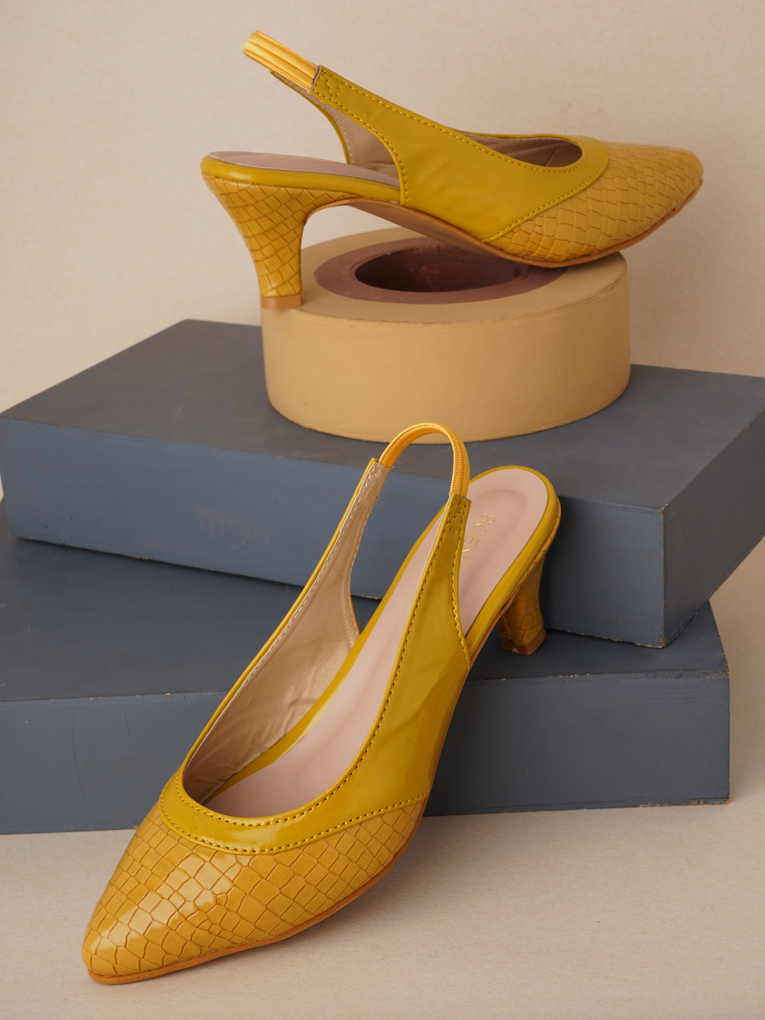 Footwear, Women Footwear, Mustard Pumps