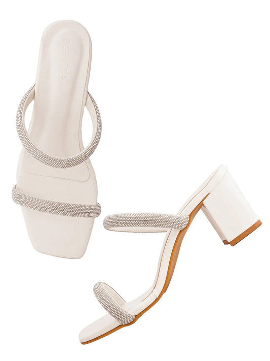 Women WHITE Solid/Plain Sandals