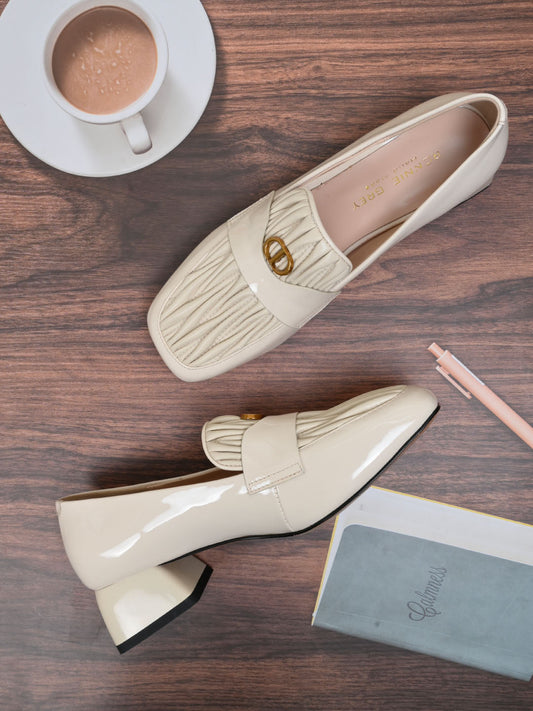 Women, Women Footwear, Cream Loafers