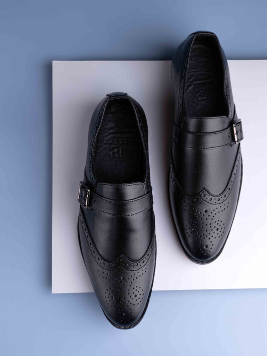 Men Black Solid Brogue