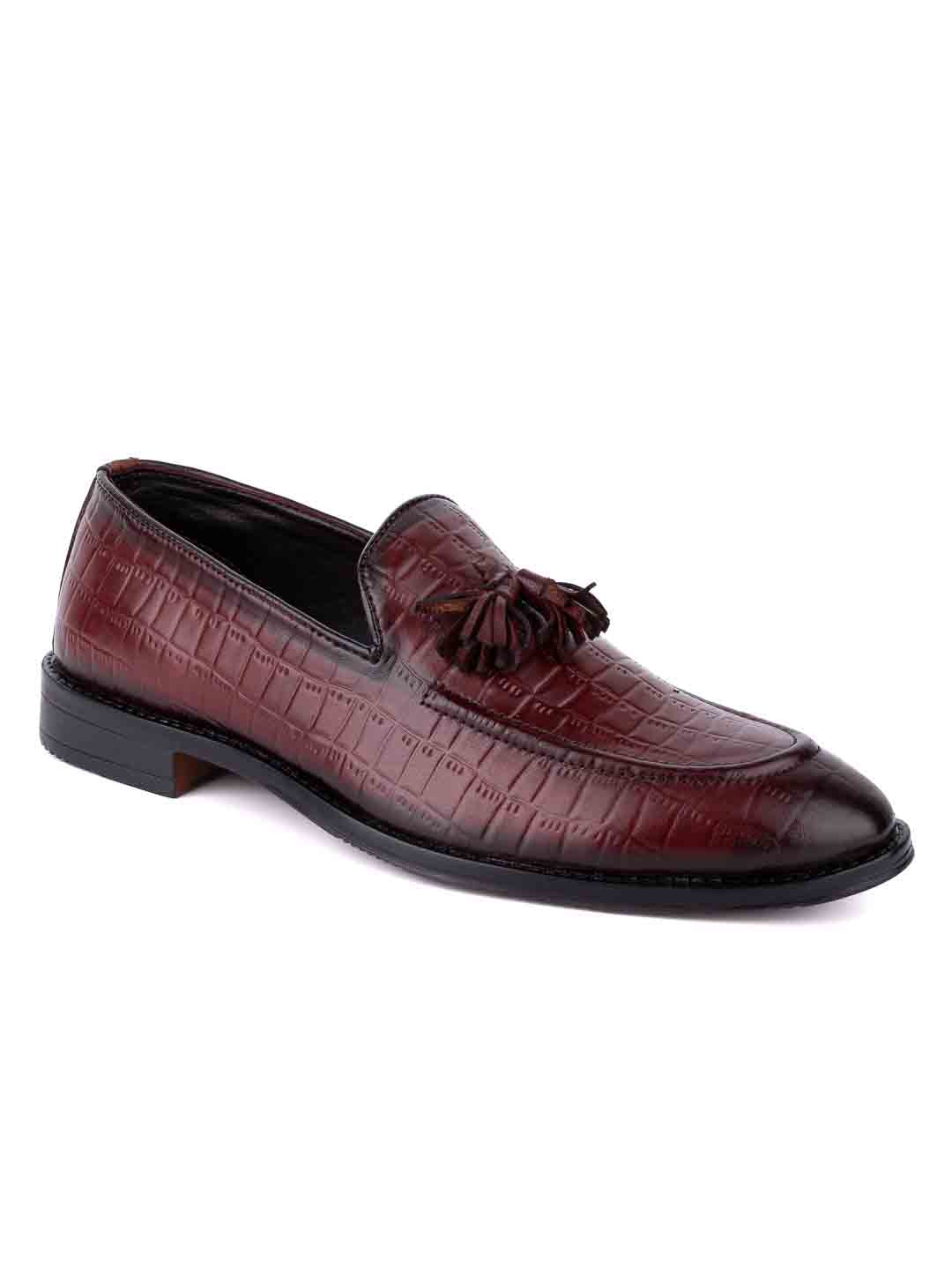  Footwear, Men Footwear, Burgundy Formal Loafers