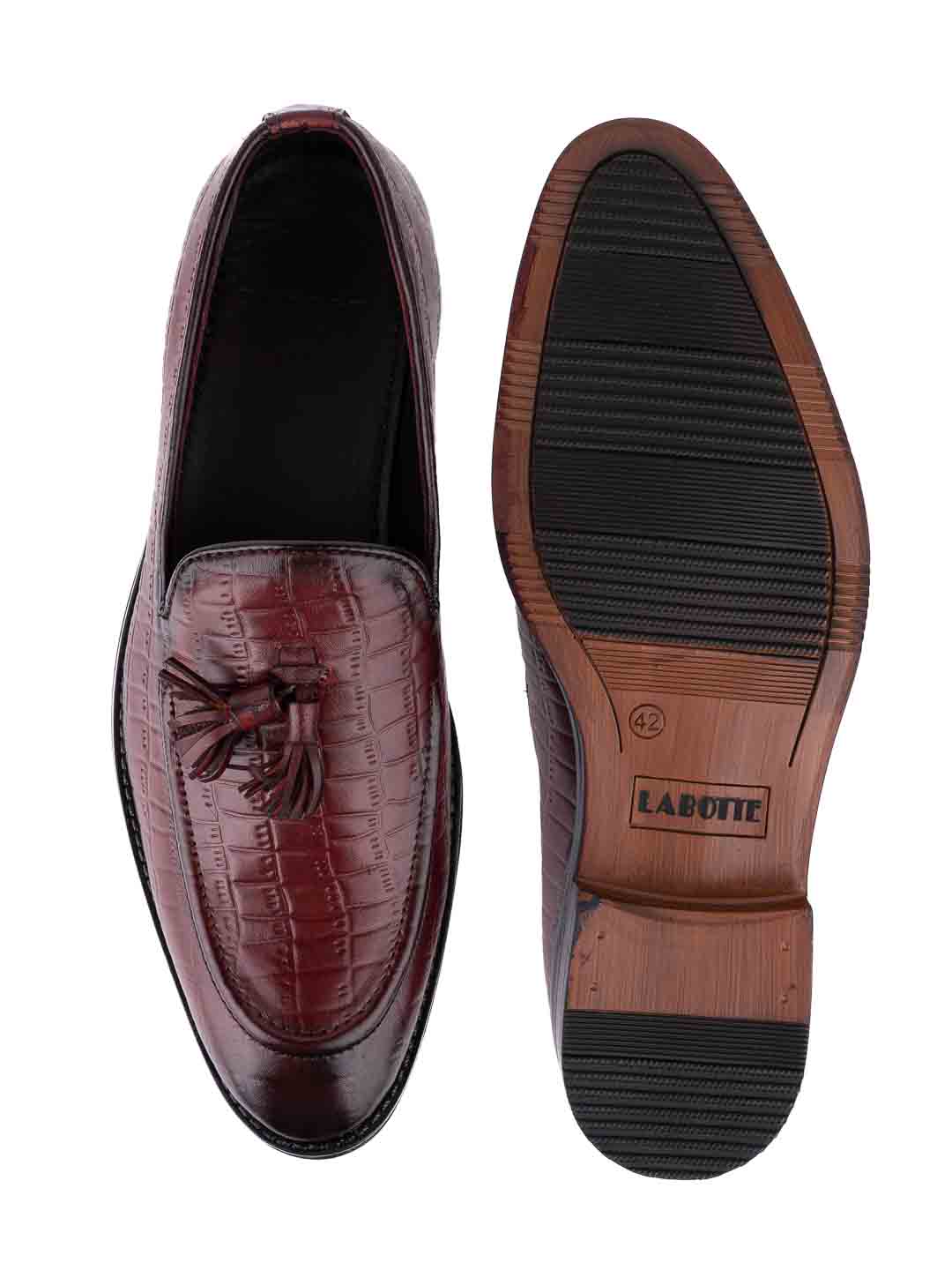  Footwear, Men Footwear, Burgundy Formal Loafers