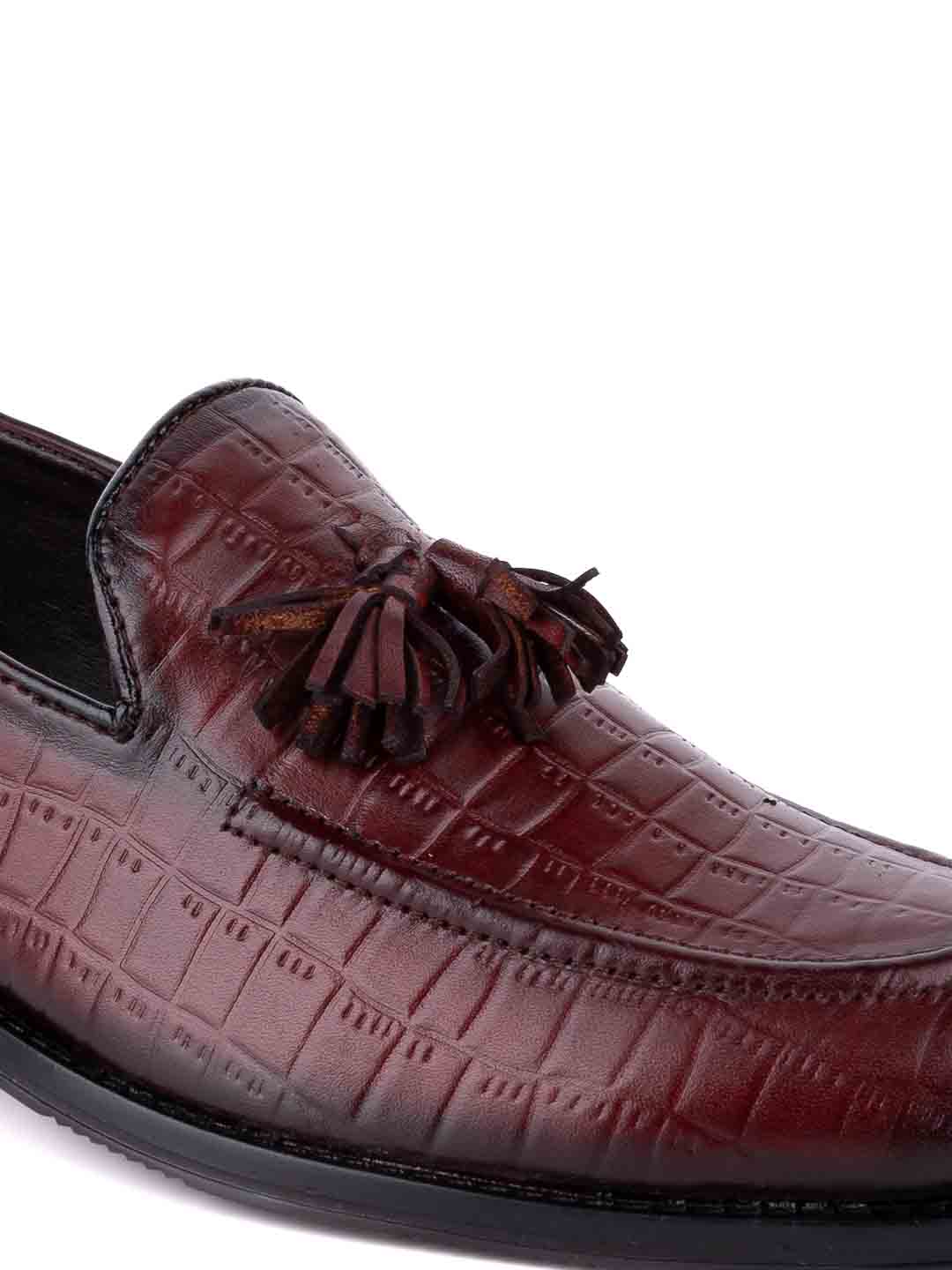  Footwear, Men Footwear, Burgundy Formal Loafers