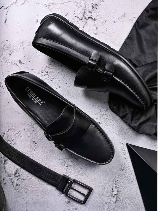 Men, Men Footwear, Black Driving Shoes