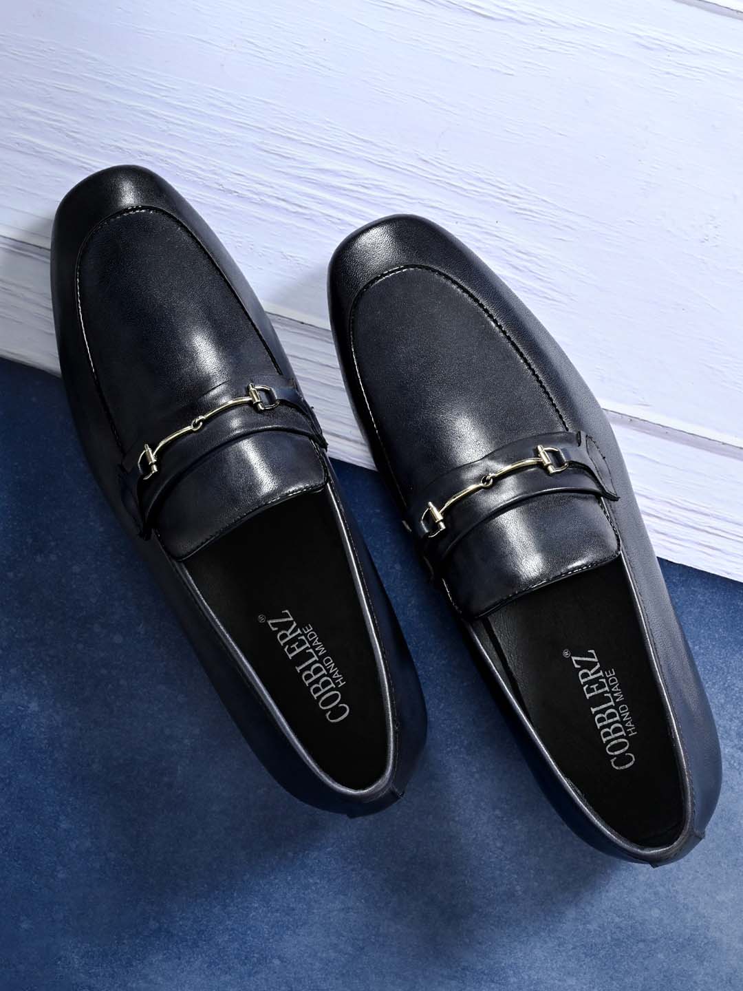 Footwear, Men Footwear, Navy Blue Formal Loafers