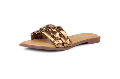 Women, Women Footwear, Bronze Open Toe Flats