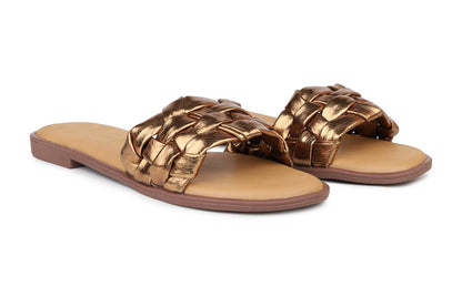 Women, Women Footwear, Bronze Open Toe Flats