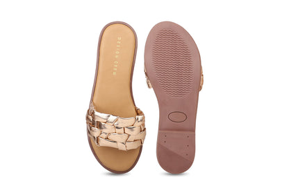 Women, Women Footwear, Rose Gold Open Toe Flats