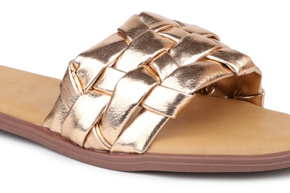 Women, Women Footwear, Rose Gold Open Toe Flats