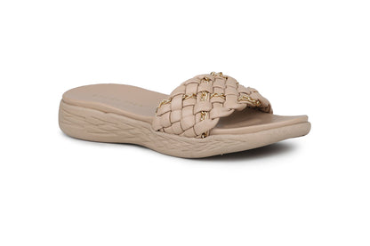 Women, Women Footwear, Beige Open Toe Flats