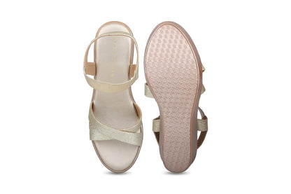 Women, Women Footwear, Gold Wedges