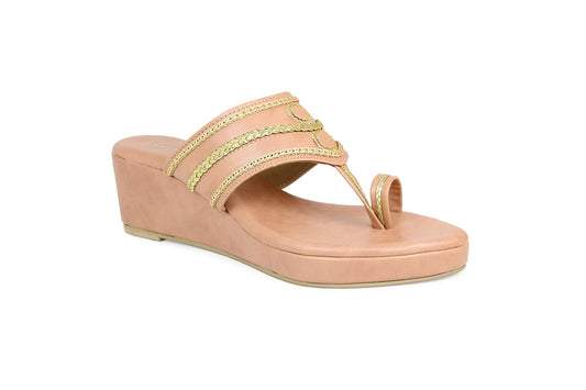 Footwear, Women Footwear, Peach Wedges