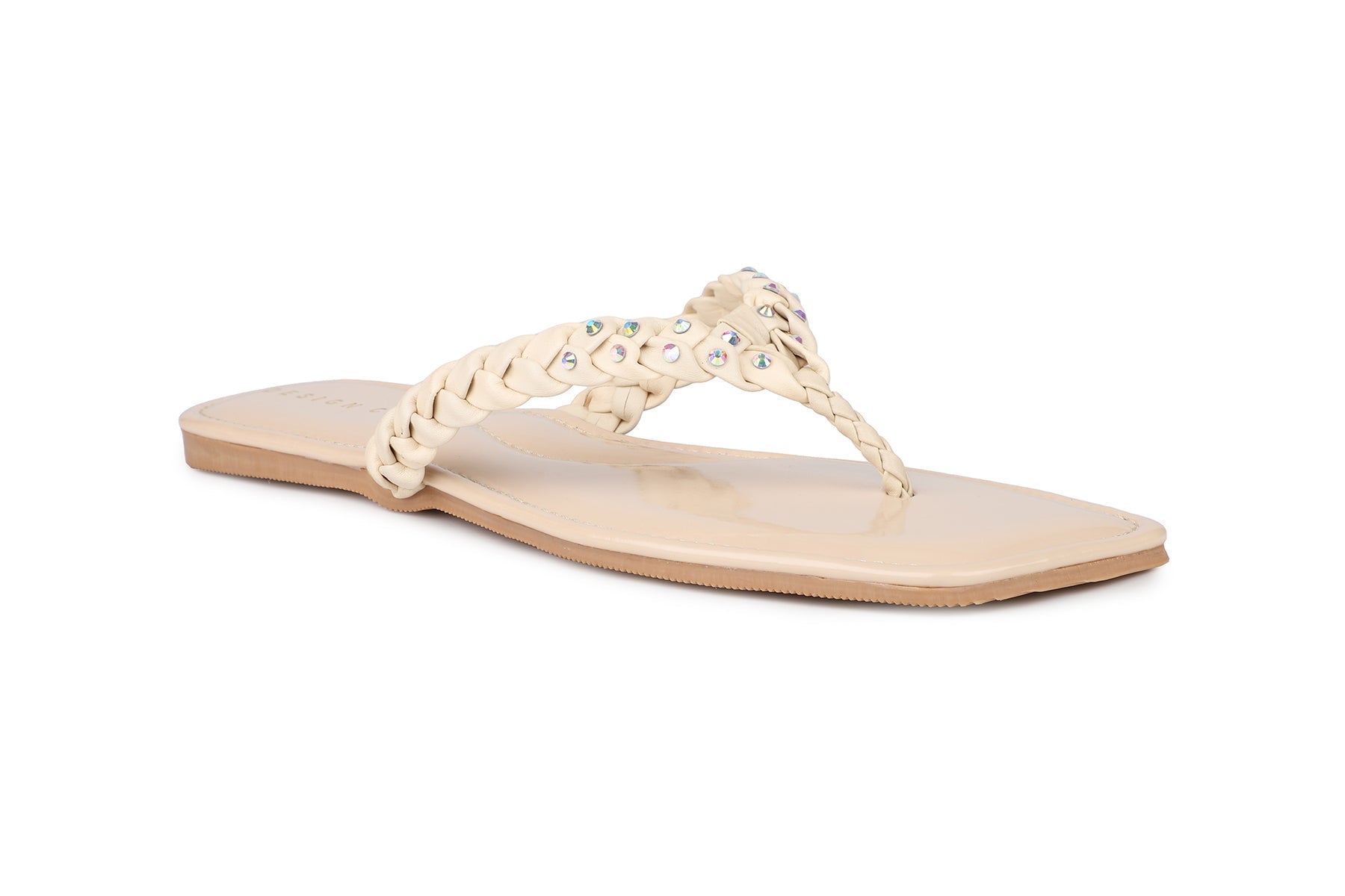 Women, Women Footwear, Beige T Strap Flats