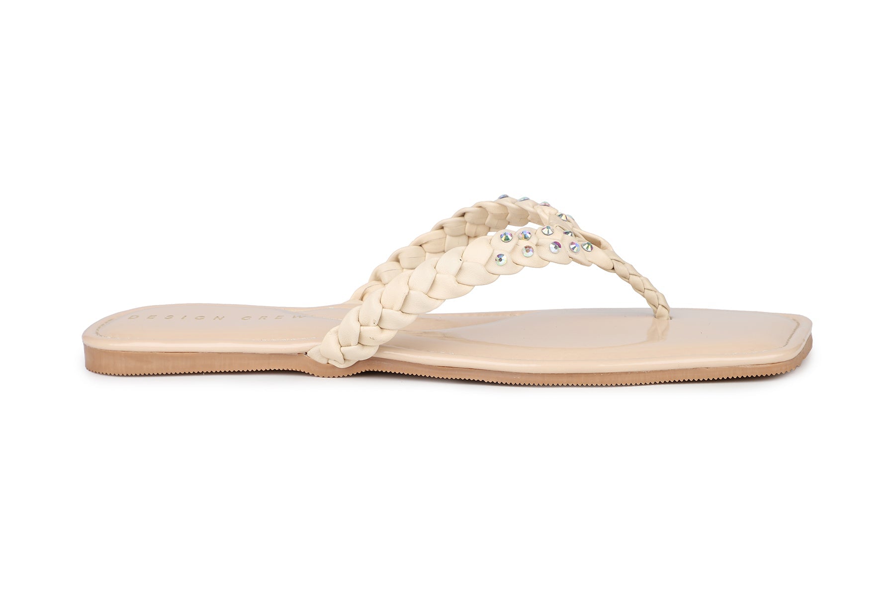 Women, Women Footwear, Beige T Strap Flats