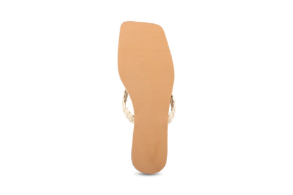 Women, Women Footwear, Beige T Strap Flats