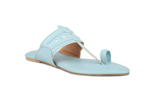 Women, Women Footwear, Blue One Toe Flats