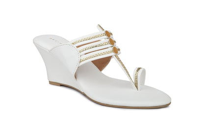 Women, Women Footwear, White Wedges