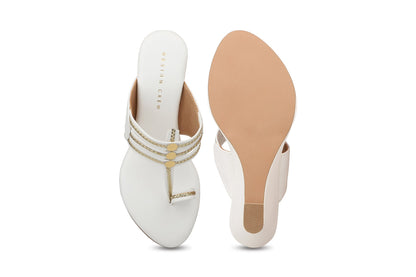 Women, Women Footwear, White Wedges