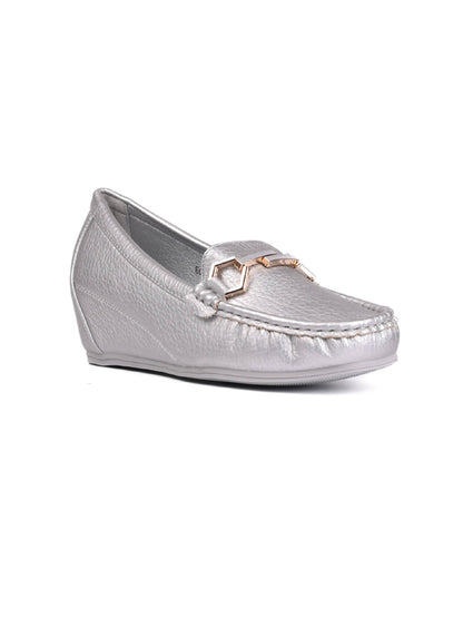 Women, Women Footwear, Silver Loafers