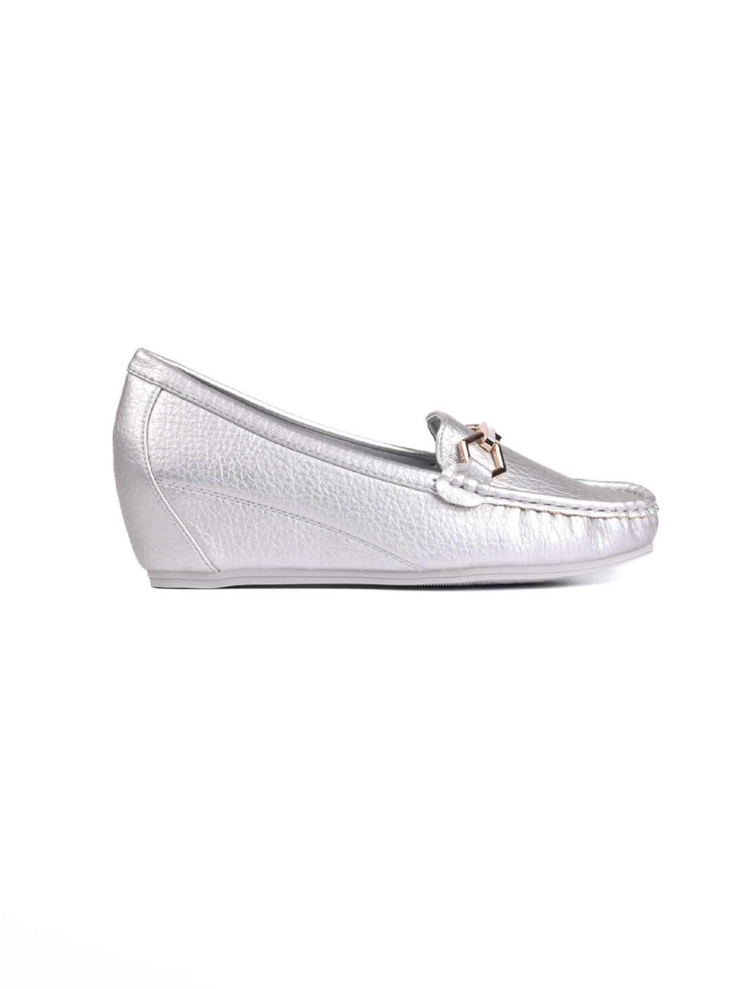 Women, Women Footwear, Silver Loafers