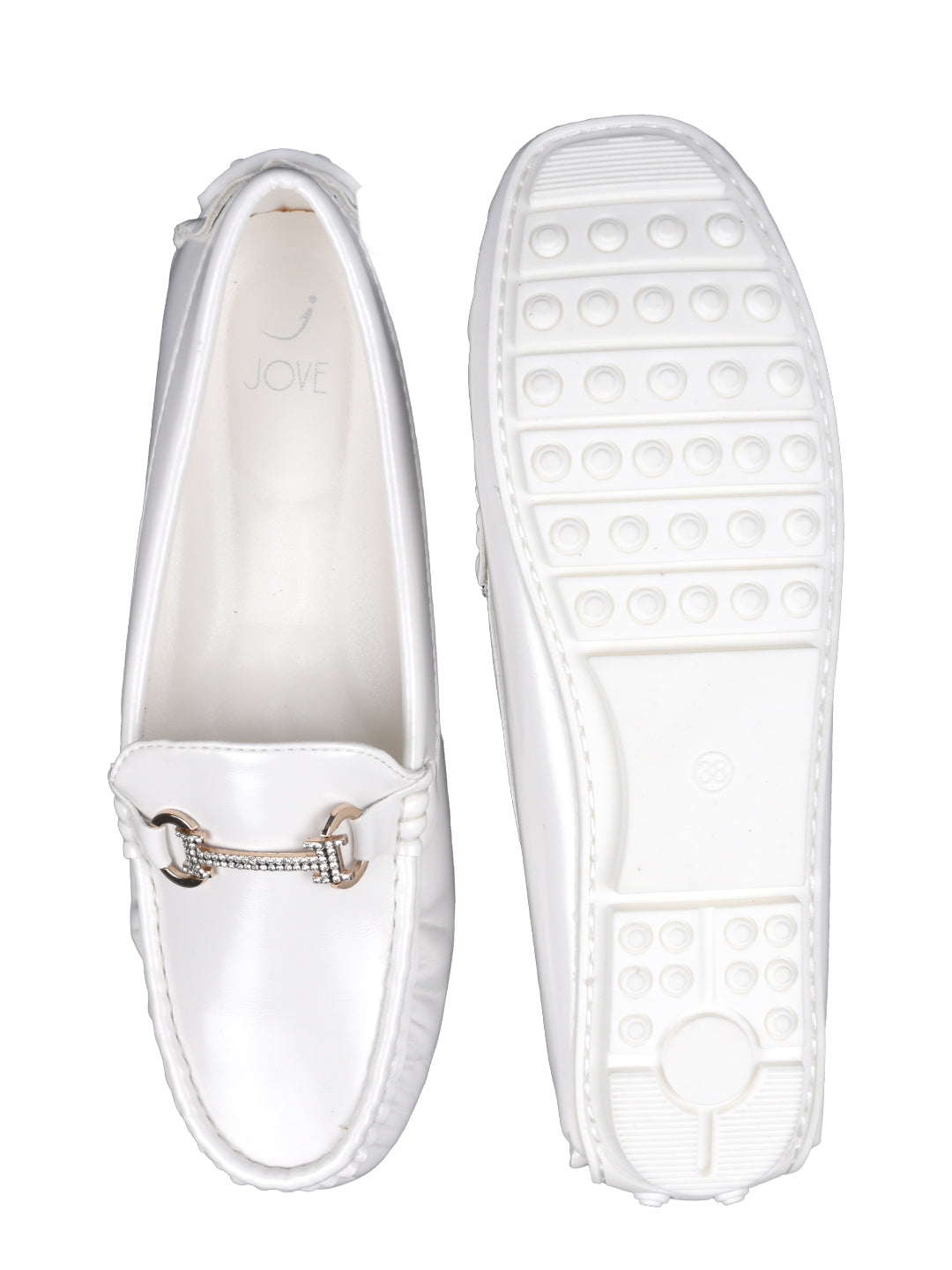 Women, Women Footwear, White Loafers