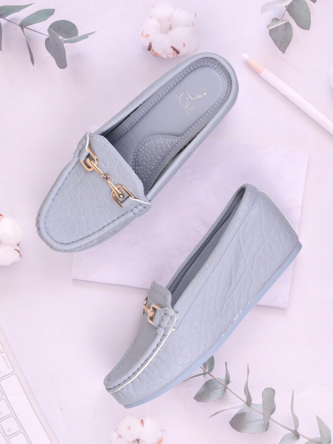 Women, Women Footwear, Blue Loafers