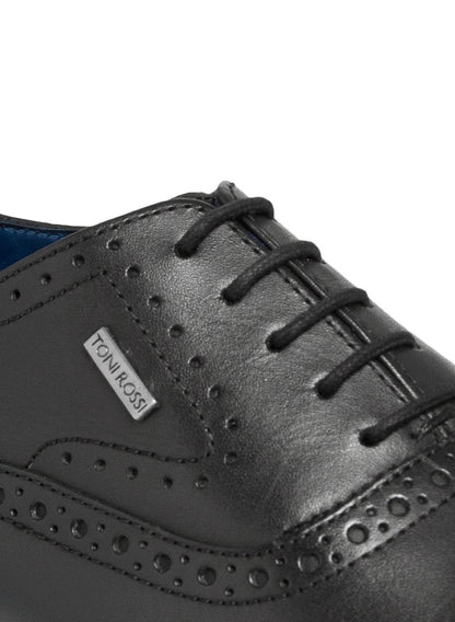 Men Black Perforation Oxford Formal Shoes