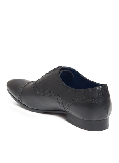 Men Black Perforation Oxford Formal Shoes