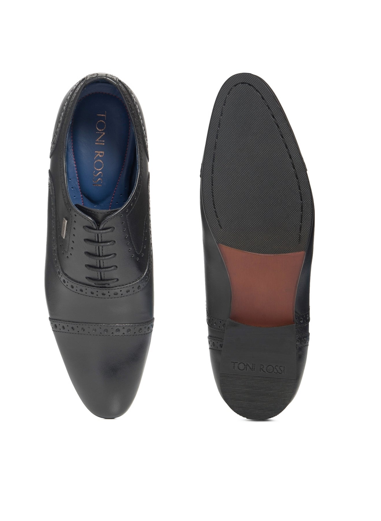 Men Black Perforation Oxford Formal Shoes