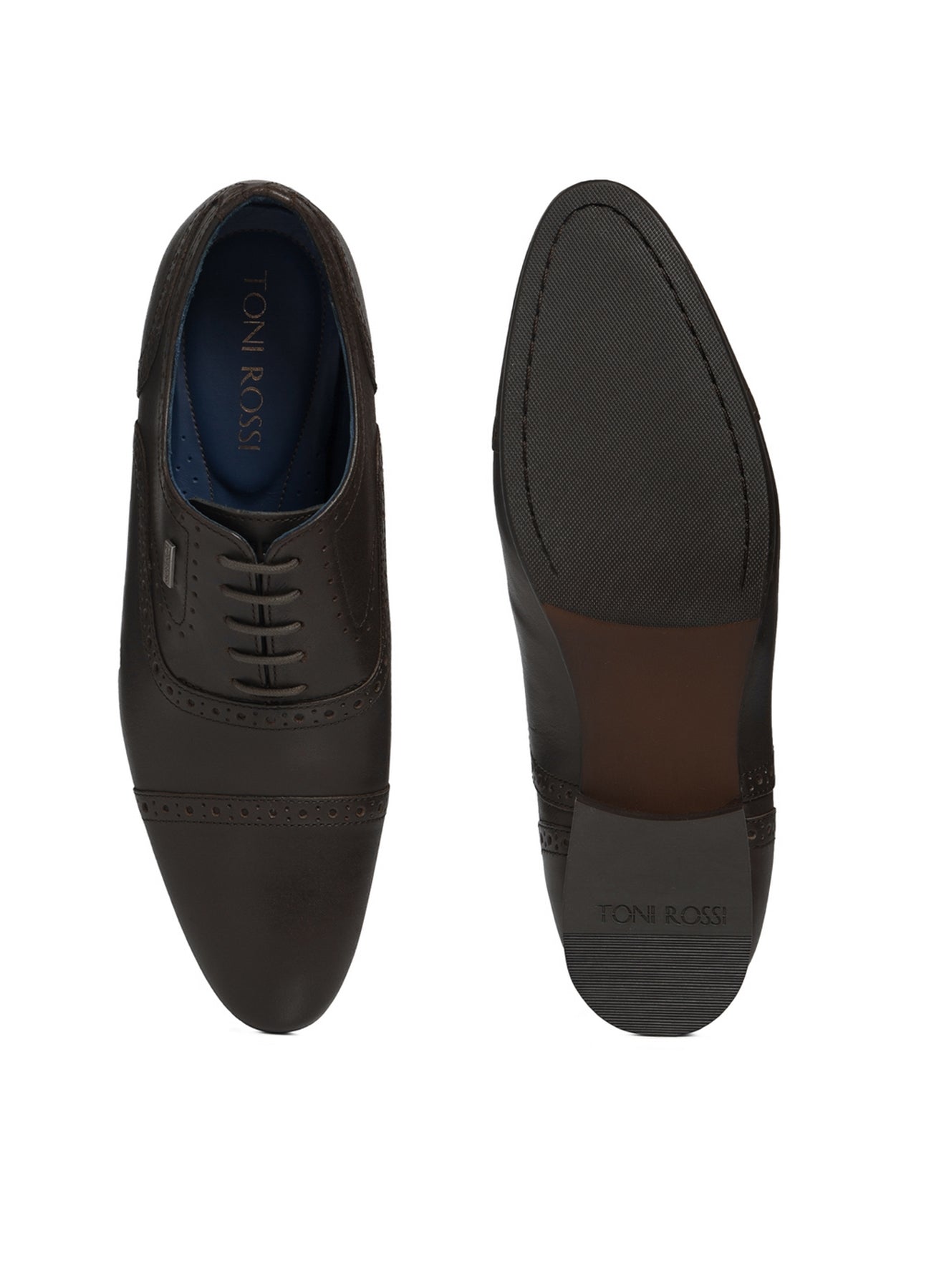 Men Coffee Perforation Oxford Formal Shoes