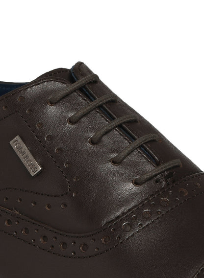 Men Coffee Perforation Oxford Formal Shoes