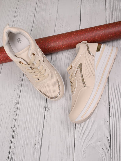 Women, Women Footwear, Beige Sneakers