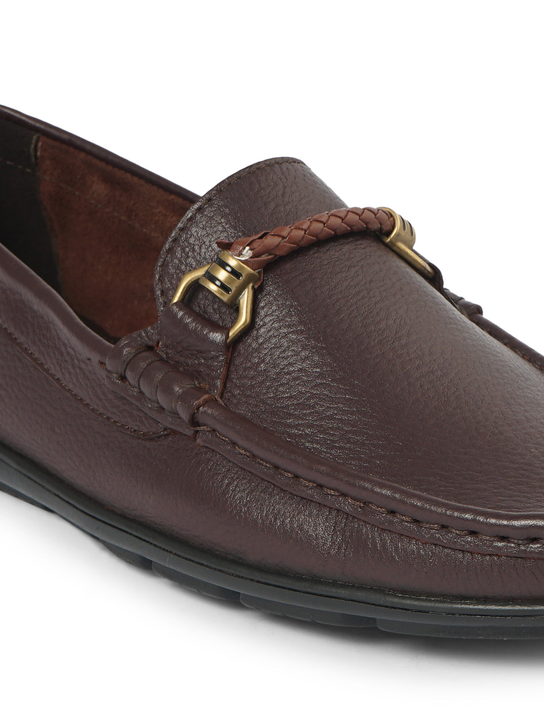 Men Burgundy Solid Loafers