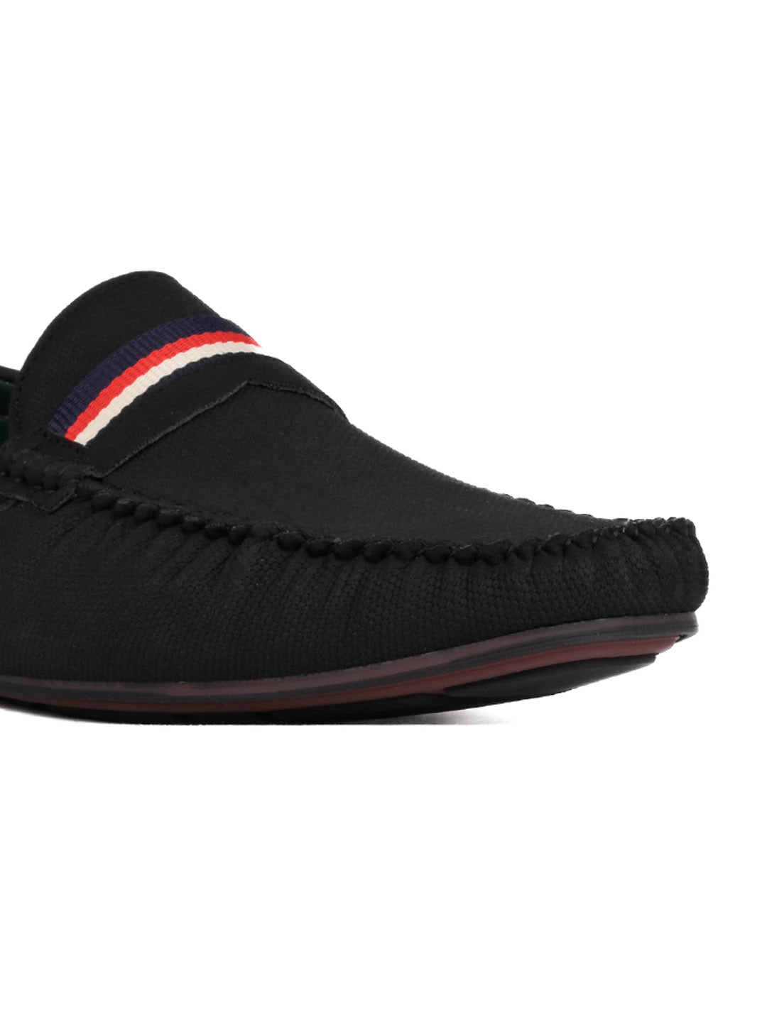 Men Black Textured Driving Shoes