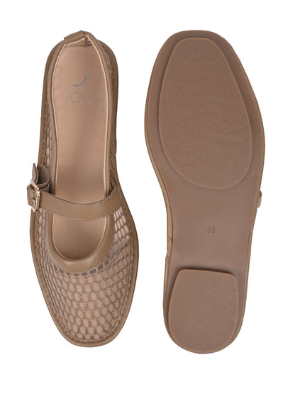 Women, Women Footwear, Khaki Ballerinas