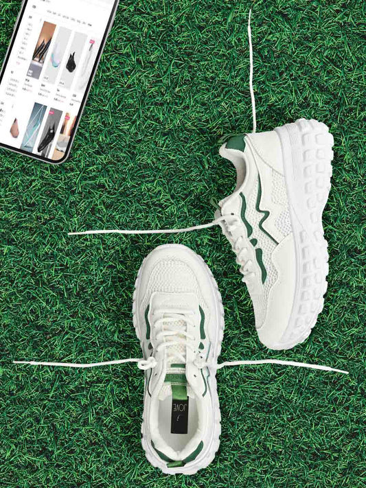 Footwear, Women Footwear, WHITE & GREEN, Casual Sneaker